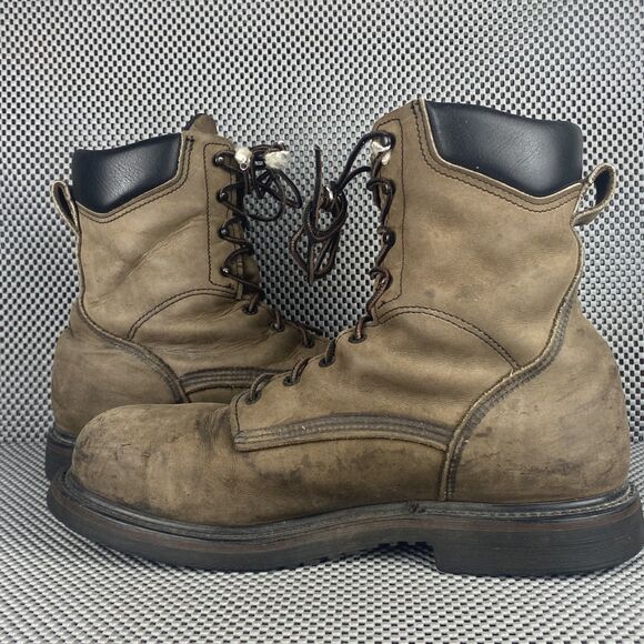 Vintage Red Wing  Looger Boots Mens 12 D Brown Leather Lace Up Made in USA main image 14